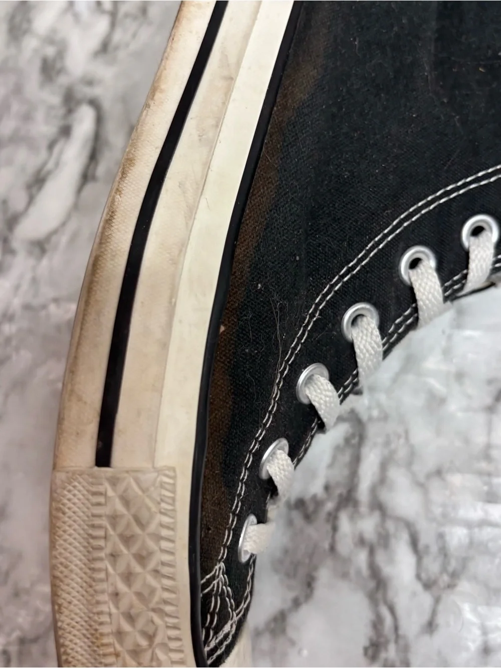 Converse Black White High Top Sneakers shoes size 10.5 - Picture 4 of 8